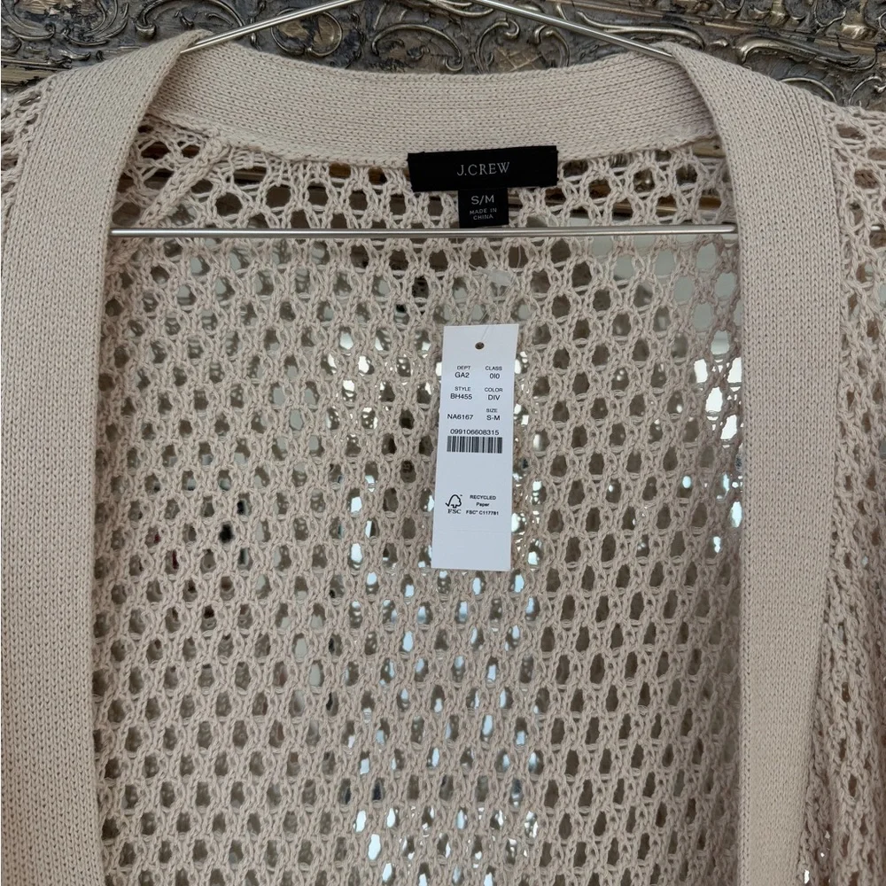 J. Crew Cream Open-Weave Button Cardigan - Picture 4 of 4